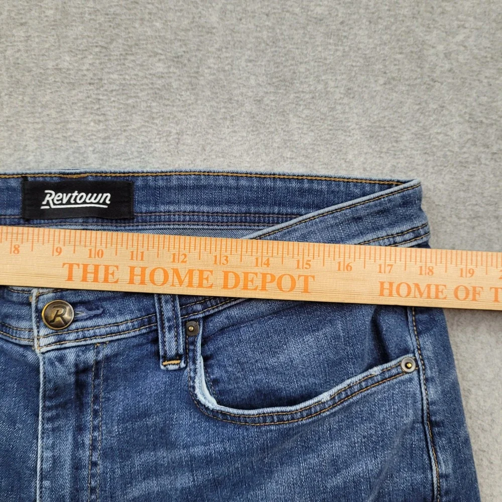 Revtown Automatic Jeans Mens 36x30‎ Blue Decade Denim Straight Leg Stretch